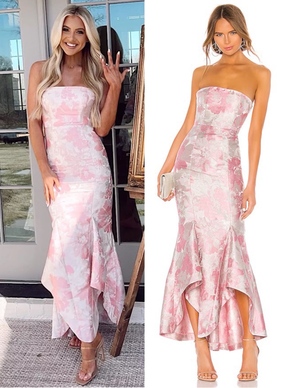 Lovers and Friends Urgonia Floral Print Jacquard Gown Pink Tonal